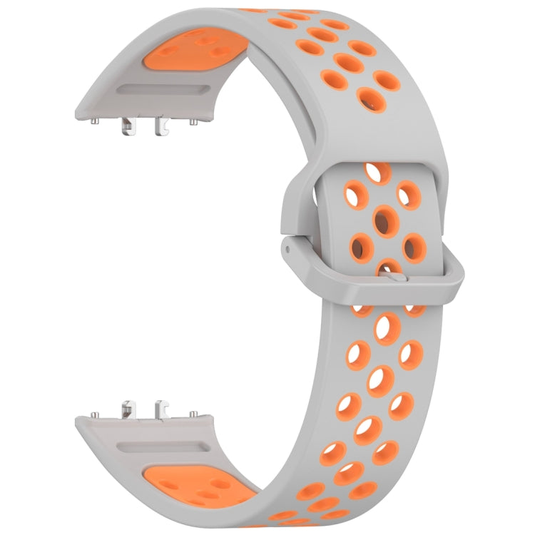 For Samsung Galaxy Fit 3 Two Color Breathable Silicone Watch Band(Grey Orange) - Watch Bands by PMC TechLife | Online Shopping South Africa | PMC TechLife