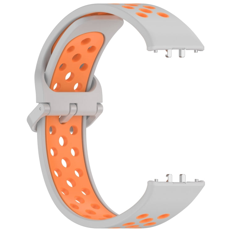 For Samsung Galaxy Fit 3 Two Color Breathable Silicone Watch Band(Grey Orange) - Watch Bands by PMC TechLife | Online Shopping South Africa | PMC TechLife