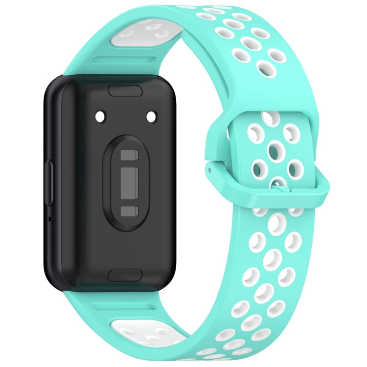 For Samsung Galaxy Fit 3 Two Color Breathable Silicone Watch Band(Teal White) - Watch Bands by PMC TechLife | Online Shopping South Africa | PMC TechLife