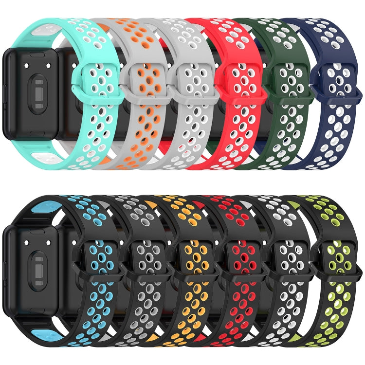 For Samsung Galaxy Fit 3 Two Color Breathable Silicone Watch Band(Red White) - Watch Bands by PMC TechLife | Online Shopping South Africa | PMC TechLife