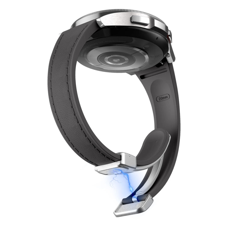 For Samsung Galaxy Watch 6 Slim Magnetic Silver Buckle Leather Silicone Watch Band(Space Grey) - Watch Bands by PMC TechLife | Online Shopping South Africa | PMC TechLife