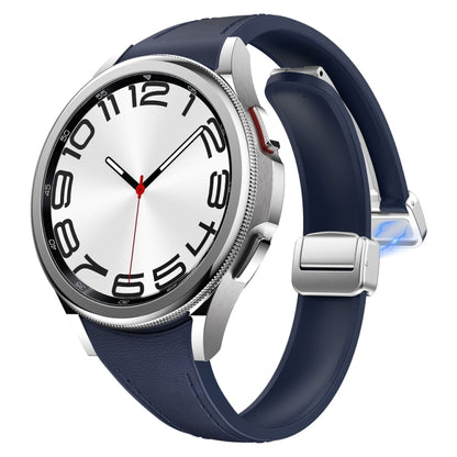 For Samsung Galaxy Watch 6 Slim Magnetic Silver Buckle Leather Silicone Watch Band(Midnight Blue) - Watch Bands by PMC Jewellery | Online Shopping South Africa | PMC Jewellery