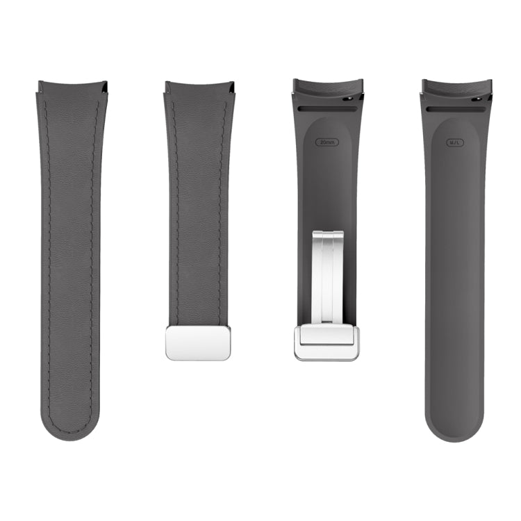 For Samsung Galaxy Watch 6 Magnetic Silver Buckle Leather Silicone Watch Band(Space Grey) - Watch Bands by PMC TechLife | Online Shopping South Africa | PMC TechLife