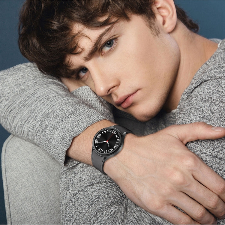 For Samsung Galaxy Watch 6 Magnetic Silver Buckle Leather Silicone Watch Band(Space Grey) - Watch Bands by PMC TechLife | Online Shopping South Africa | PMC TechLife