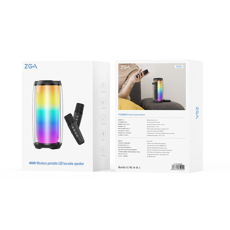 ZGA PZ003 Portable Colorful Karaoke Wireless Bluetooth Speaker(Black) - Desktop Speaker by ZGA | Online Shopping South Africa | PMC Jewellery | Buy Now Pay Later Mobicred