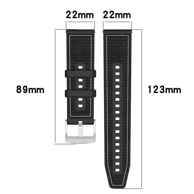 22mm Hybrid Nylon Braid Silicone Watch Band(Midnight Blue) - 22mm Bands by PMC Jewellery | Online Shopping South Africa | PMC Jewellery