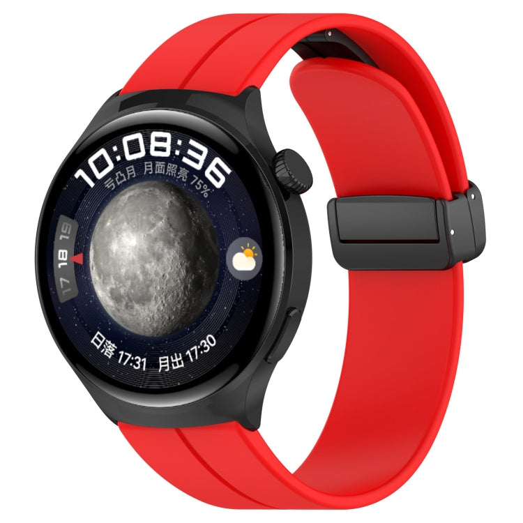 18mm Groove Folding Black Buckle Silicone Watch Band(Red) - 18mm Bands by PMC TechLife | Online Shopping South Africa | PMC TechLife | Buy Now Pay Later Mobicred