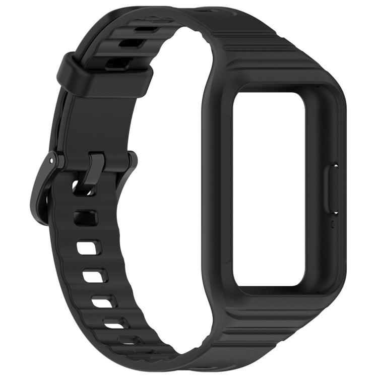 For Samsung Galaxy Fit 3 Solid Color Integrated TPU Watch Band(Black) - Watch Bands by PMC TechLife | Online Shopping South Africa | PMC TechLife