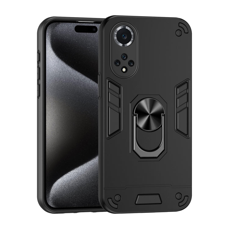 For Huawei nova 9 Shockproof Metal Ring Holder Phone Case(Black) - Huawei Cases by PMC TechLife | Online Shopping South Africa | PMC TechLife | Buy Now Pay Later Mobicred