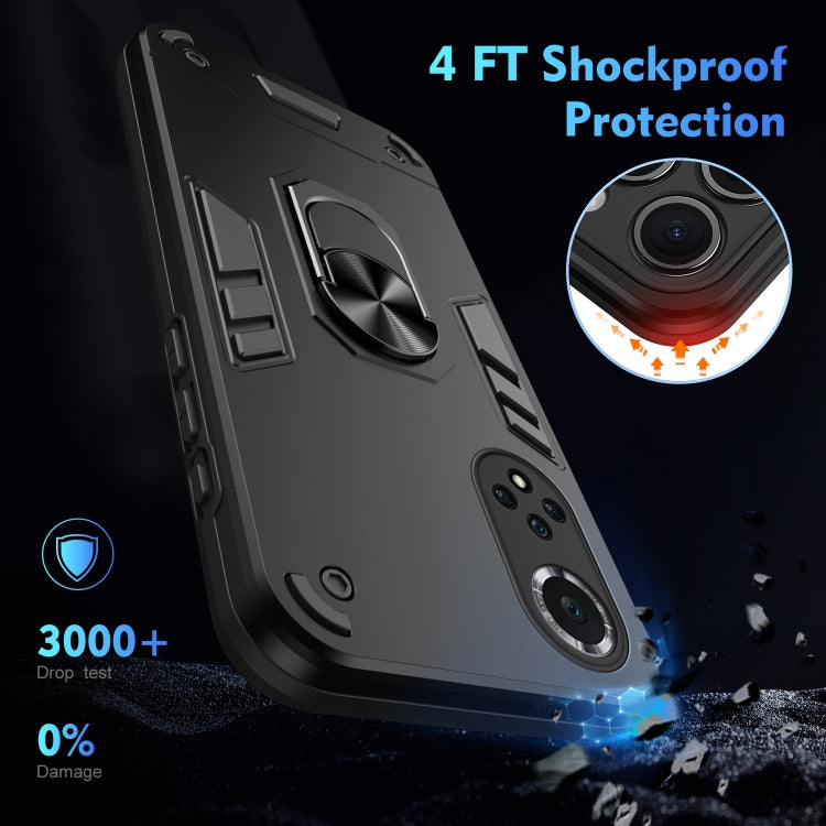 For Huawei nova 9 Shockproof Metal Ring Holder Phone Case(Black) - Huawei Cases by PMC TechLife | Online Shopping South Africa | PMC TechLife | Buy Now Pay Later Mobicred