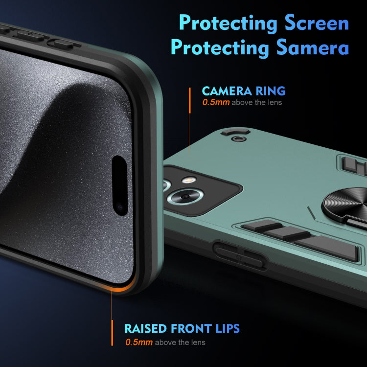 For OPPO A79 5G Shockproof Metal Ring Holder Phone Case(Green) - OPPO Cases by PMC TechLife | Online Shopping South Africa | PMC TechLife