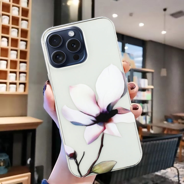 For iPhone 16 Pro Colorful Painting Pattern TPU Phone Case(White Flowers) - iPhone 16 Pro Cases by PMC TechLife | Online Shopping South Africa | PMC TechLife | Buy Now Pay Later Mobicred