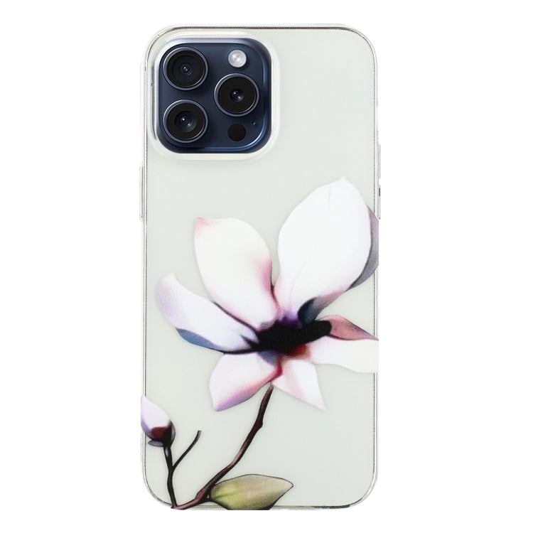 For iPhone 16 Pro Colorful Painting Pattern TPU Phone Case(White Flowers) - iPhone 16 Pro Cases by PMC TechLife | Online Shopping South Africa | PMC TechLife | Buy Now Pay Later Mobicred