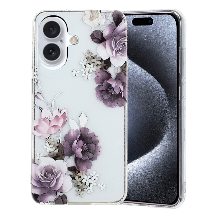 For iPhone 16 Plus Colorful Painting Pattern TPU Phone Case(Peony) - iPhone 16 Plus Cases by PMC TechLife | Online Shopping South Africa | PMC TechLife | Buy Now Pay Later Mobicred