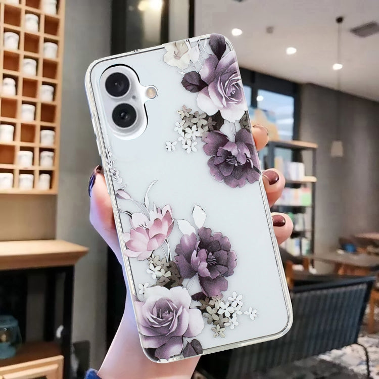 For iPhone 16 Plus Colorful Painting Pattern TPU Phone Case(Peony) - iPhone 16 Plus Cases by PMC TechLife | Online Shopping South Africa | PMC TechLife | Buy Now Pay Later Mobicred