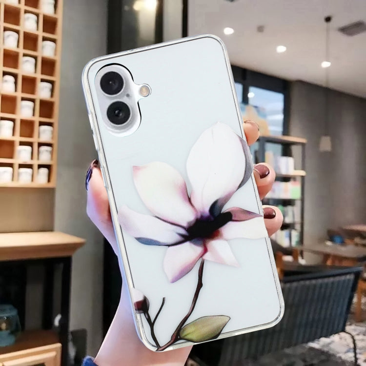 For iPhone 16 Plus Colorful Painting Pattern TPU Phone Case(White Flowers) - iPhone 16 Plus Cases by PMC TechLife | Online Shopping South Africa | PMC TechLife | Buy Now Pay Later Mobicred