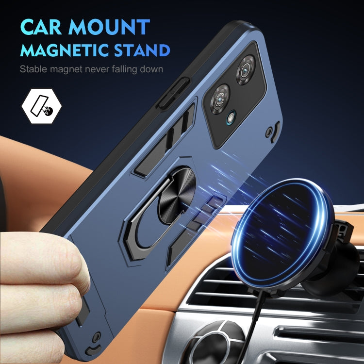 For Motorola Edge 40 Neo Shockproof Metal Ring Holder Phone Case(Blue) - Motorola Cases by PMC TechLife | Online Shopping South Africa | PMC TechLife | Buy Now Pay Later Mobicred