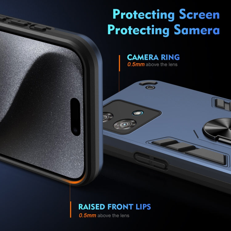 For Motorola Edge 40 Neo Shockproof Metal Ring Holder Phone Case(Blue) - Motorola Cases by PMC TechLife | Online Shopping South Africa | PMC TechLife | Buy Now Pay Later Mobicred