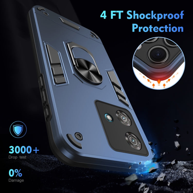 For Motorola Edge 40 Neo Shockproof Metal Ring Holder Phone Case(Blue) - Motorola Cases by PMC TechLife | Online Shopping South Africa | PMC TechLife | Buy Now Pay Later Mobicred