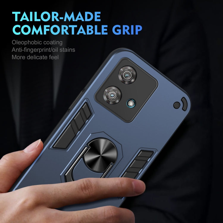 For Motorola Edge 40 Neo Shockproof Metal Ring Holder Phone Case(Blue) - Motorola Cases by PMC TechLife | Online Shopping South Africa | PMC TechLife | Buy Now Pay Later Mobicred