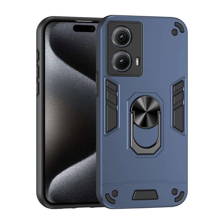 For Motorola Edge 2024 Shockproof Metal Ring Holder Phone Case(Blue) - Motorola Cases by PMC Jewellery | Online Shopping South Africa | PMC Jewellery | Buy Now Pay Later Mobicred
