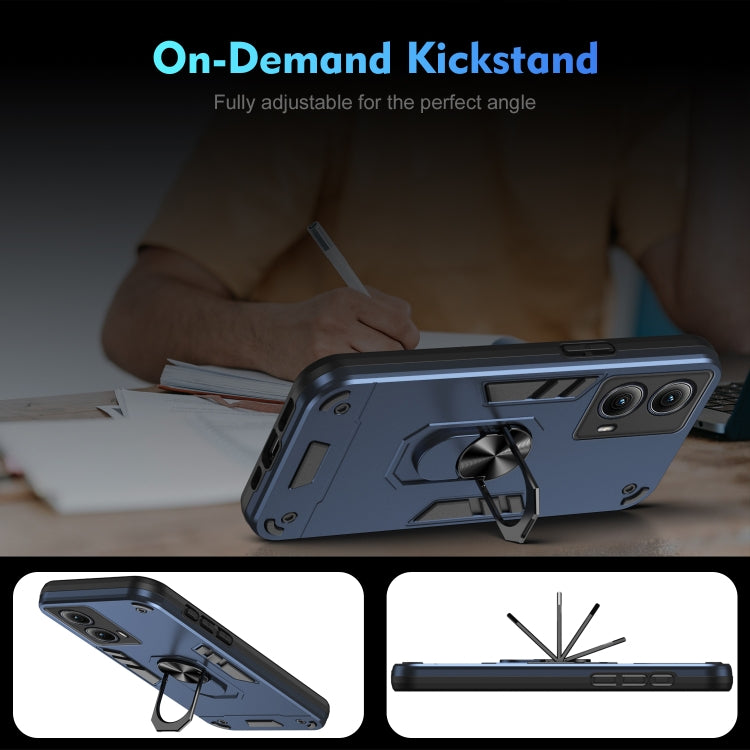 For Motorola Edge 2024 Shockproof Metal Ring Holder Phone Case(Blue) - Motorola Cases by PMC Jewellery | Online Shopping South Africa | PMC Jewellery | Buy Now Pay Later Mobicred