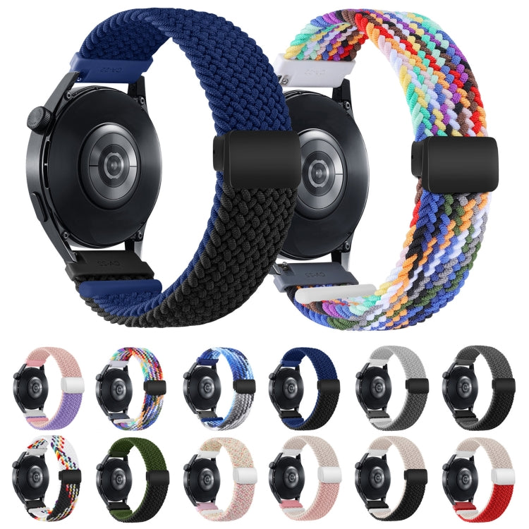 20mm Two-color Magnetic Braided Nylon Watch Band(White Black Rainbow) - 20mm Bands by PMC TechLife | Online Shopping South Africa | PMC TechLife