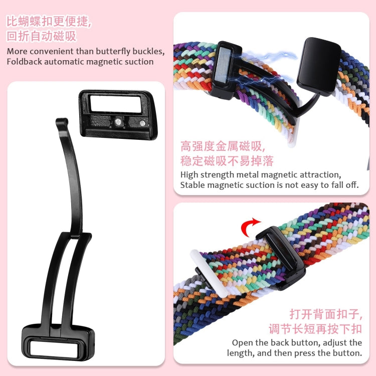 18mm Two-color Magnetic Braided Nylon Watch Band(White Black Rainbow) - 18mm Bands by PMC TechLife | Online Shopping South Africa | PMC TechLife | Buy Now Pay Later Mobicred