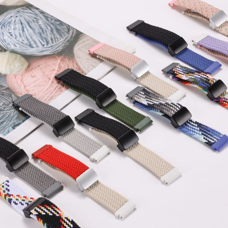 18mm Two-color Magnetic Braided Nylon Watch Band(White Black Rainbow) - 18mm Bands by PMC TechLife | Online Shopping South Africa | PMC TechLife | Buy Now Pay Later Mobicred