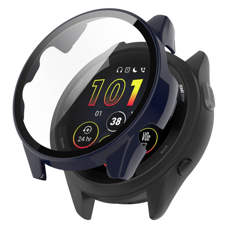 For Garmin Forerunner 165 / 165 Music PC + Tempered Film Integrated Watch Protective Case(Ink Blue) - Watch Cases by PMC TechLife | Online Shopping South Africa | PMC TechLife