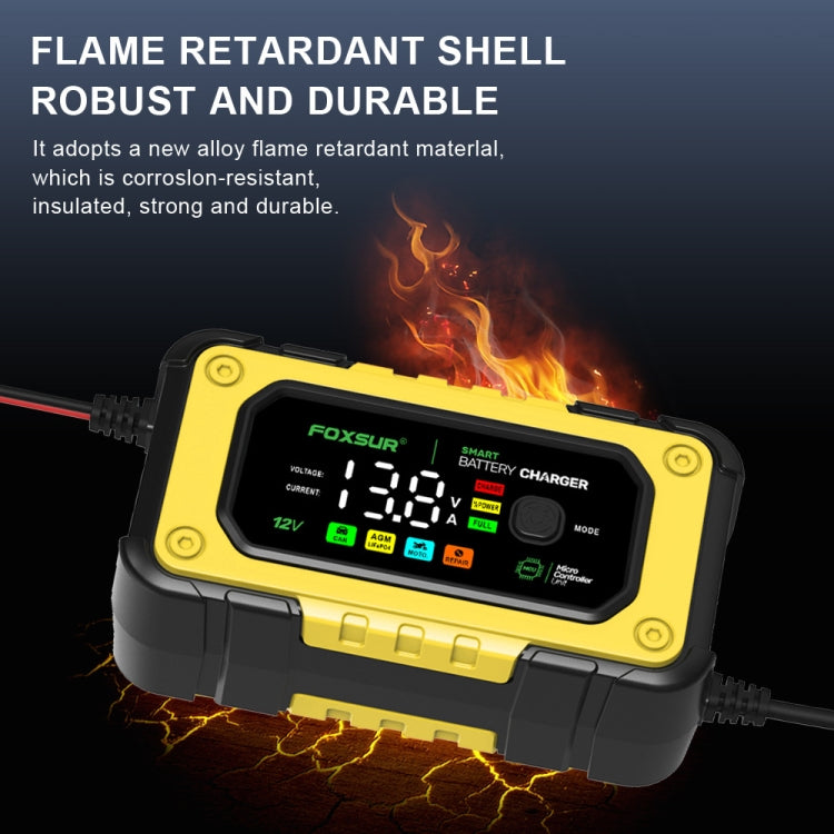FOXSUR 7A 12V Car / Motorcycle Smart Battery Charger, Plug Type:US Plug(Yellow) - free shipping - PMC TechLife - Order now!
