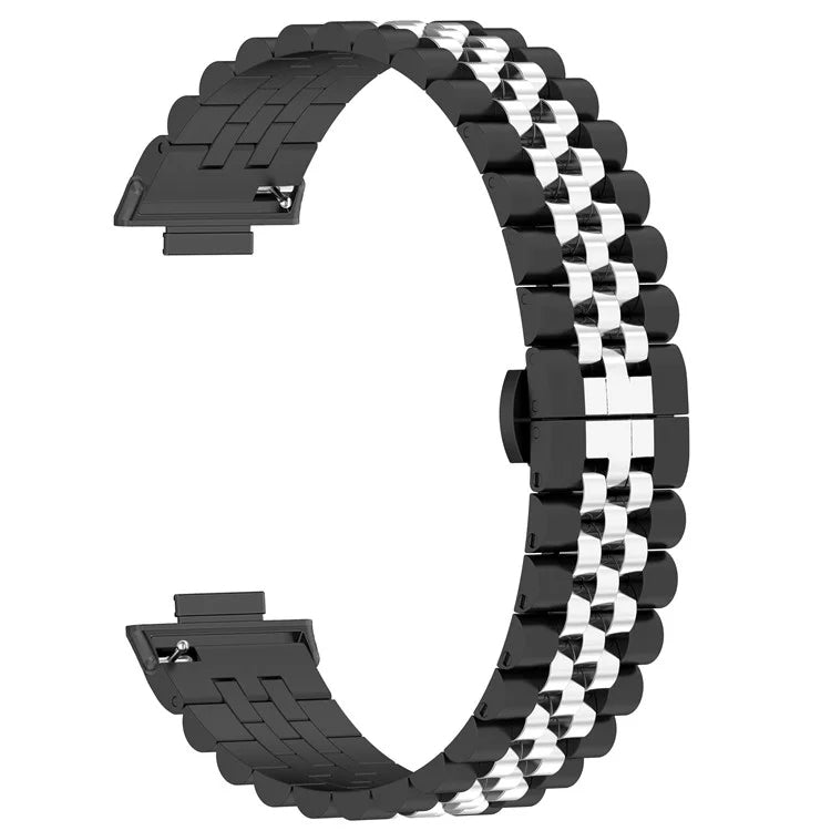 For Xiaomi Mi Band 8 Pro Five-bead Butterfly Buckle Metal Watch Band(Black Silver A) - Watch Bands by PMC Jewellery | Online Shopping South Africa | PMC Jewellery