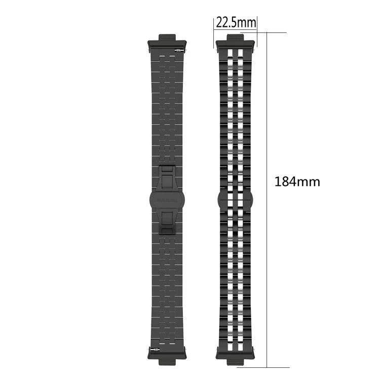 For  Xiaomi Redmi Watch 4 Five-bead Butterfly Buckle Metal Watch Band(Black Silver B) - Watch Bands by PMC Jewellery | Online Shopping South Africa | PMC Jewellery