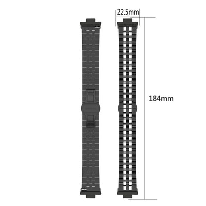 For Xiaomi Mi Band 8 Pro Five-bead Butterfly Buckle Metal Watch Band(Silver Black B) - Watch Bands by PMC Jewellery | Online Shopping South Africa | PMC Jewellery