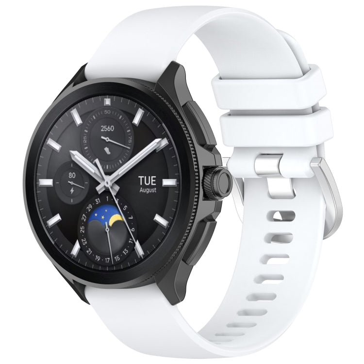 For Xiaomi Watch 2 Liquid Glossy Silver Buckle Silicone Watch Band(White) - Watch Bands by PMC TechLife | Online Shopping South Africa | PMC TechLife