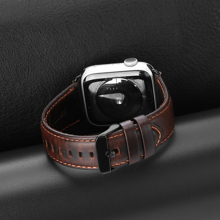 For Apple Watch SE 40mm DUX DUCIS Business Genuine Leather Watch Strap(Coffee) - Watch Bands by DUX DUCIS | Online Shopping South Africa | PMC TechLife | Buy Now Pay Later Mobicred
