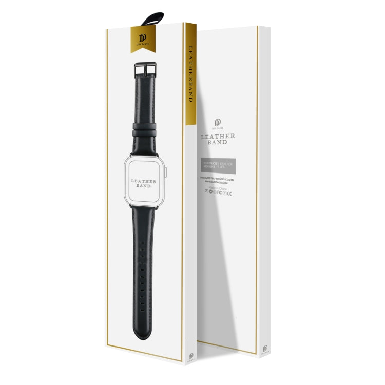 For Apple Watch SE 44mm DUX DUCIS Business Genuine Leather Watch Strap(Black) - Watch Bands by DUX DUCIS | Online Shopping South Africa | PMC TechLife | Buy Now Pay Later Mobicred