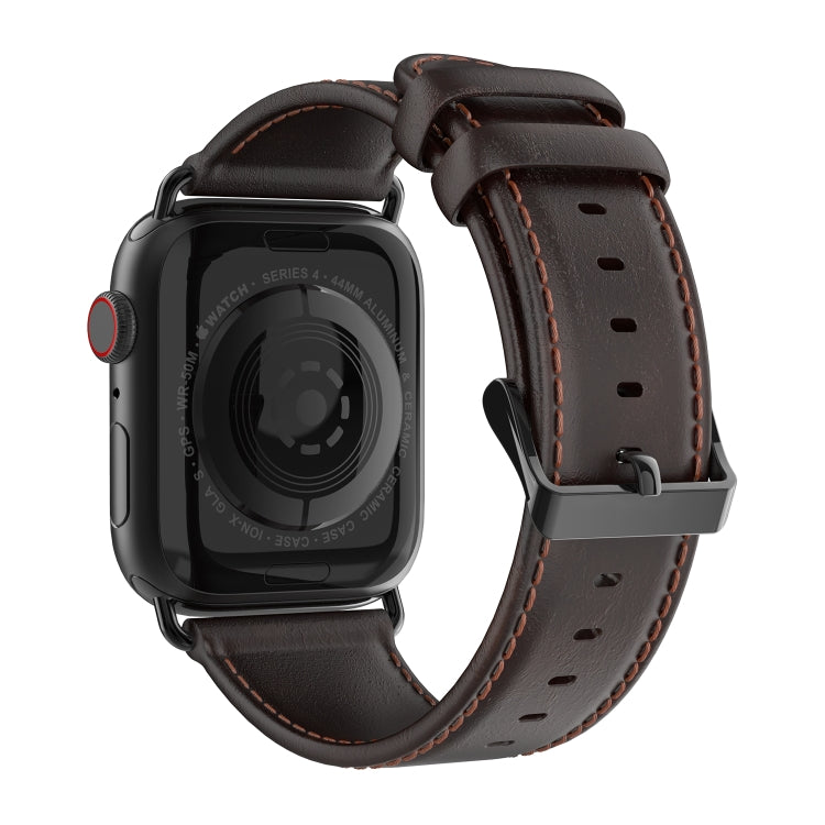 For Apple Watch SE 44mm DUX DUCIS Business Genuine Leather Watch Strap(Coffee) - free shipping - PMC TechLife - Order now!