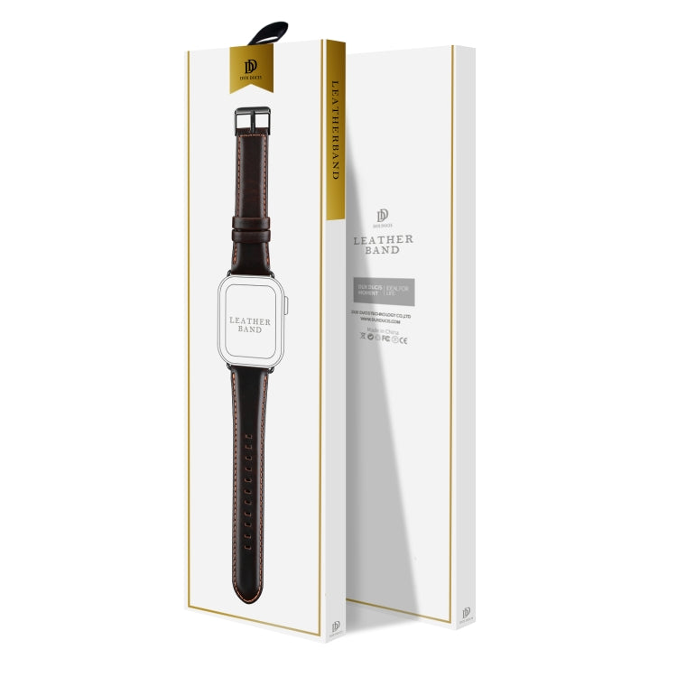 For Apple Watch SE 44mm DUX DUCIS Business Genuine Leather Watch Strap(Coffee) - free shipping - PMC TechLife - Order now!