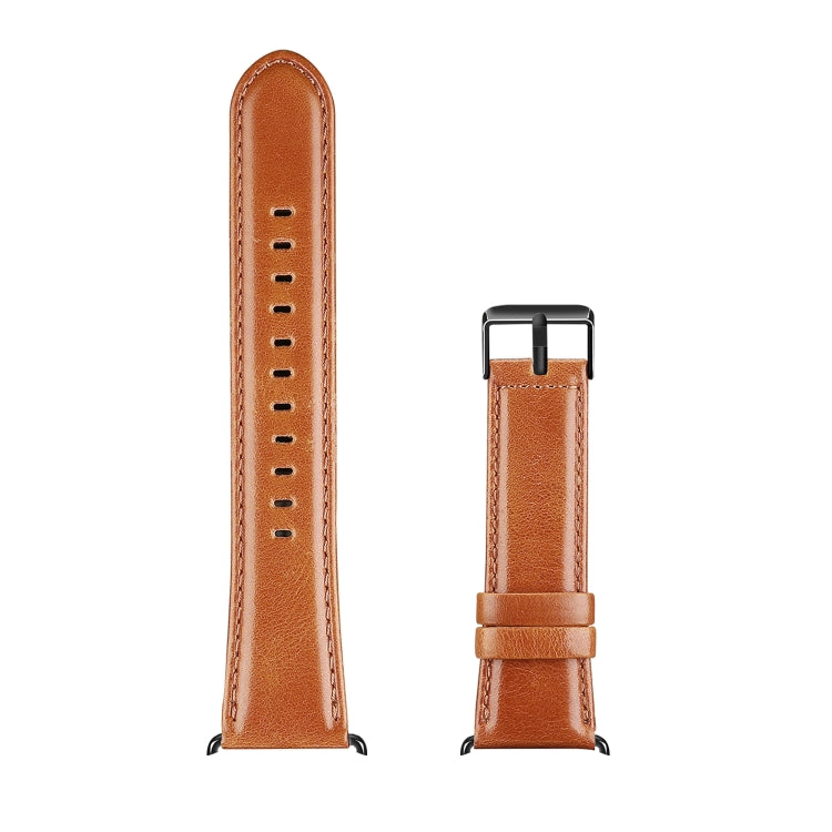 For Apple Watch SE 44mm DUX DUCIS Business Genuine Leather Watch Strap(Khaki) - Watch Bands by DUX DUCIS | Online Shopping South Africa | PMC TechLife | Buy Now Pay Later Mobicred