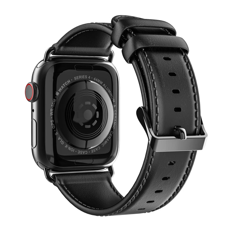For Apple Watch Series 3 38mm DUX DUCIS Business Genuine Leather Watch Strap(Black) - Watch Bands by DUX DUCIS | Online Shopping South Africa | PMC TechLife | Buy Now Pay Later Mobicred