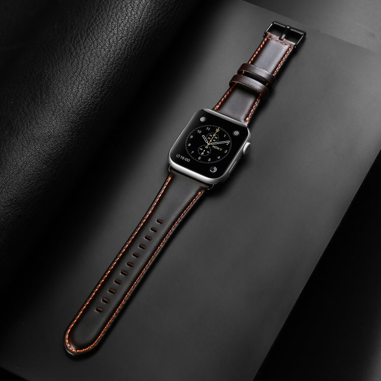 For Apple Watch Series 3 38mm DUX DUCIS Business Genuine Leather Watch Strap(Coffee) - Watch Bands by DUX DUCIS | Online Shopping South Africa | PMC TechLife | Buy Now Pay Later Mobicred