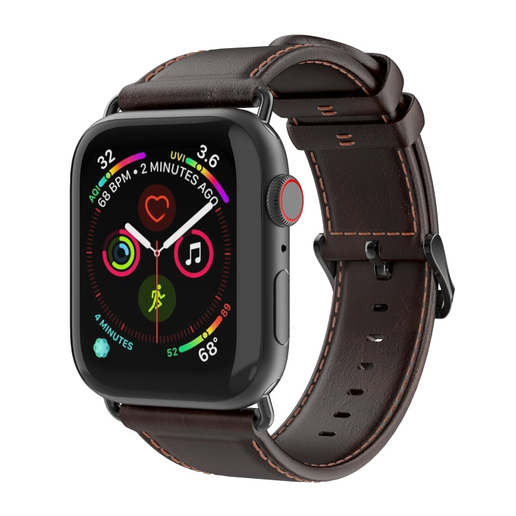 For Apple Watch 42mm DUX DUCIS Business Genuine Leather Watch Strap(Coffee) - Watch Bands by DUX DUCIS | Online Shopping South Africa | PMC TechLife | Buy Now Pay Later Mobicred