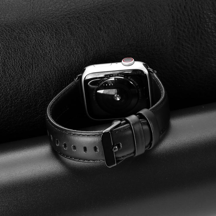 For Apple Watch 38mm DUX DUCIS Business Genuine Leather Watch Strap(Black) - free shipping - PMC TechLife - Order now!