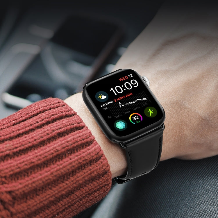 For Apple Watch 38mm DUX DUCIS Business Genuine Leather Watch Strap(Black) - free shipping - PMC TechLife - Order now!