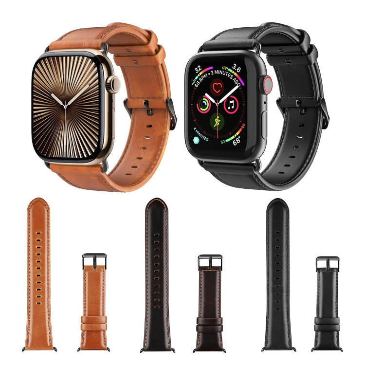 For Apple Watch Series 4 40mm DUX DUCIS Business Genuine Leather Watch Strap(Black) - Watch Bands by DUX DUCIS | Online Shopping South Africa | PMC TechLife | Buy Now Pay Later Mobicred