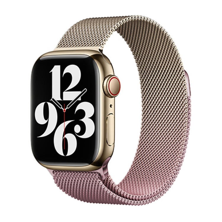 For Apple Watch SE 2023 44mm Milan Gradient Loop Magnetic Buckle Watch Band(Gold Light Pink) - Watch Bands by PMC Jewellery | Online Shopping South Africa | PMC Jewellery