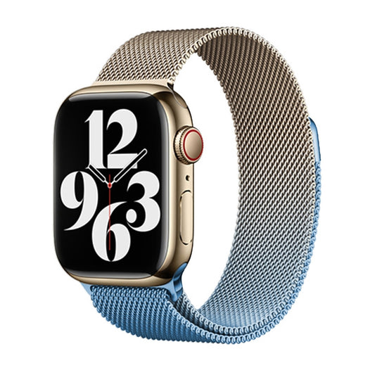 For Apple Watch SE 44mm Milan Gradient Loop Magnetic Buckle Watch Band(Gold Blue) - Watch Bands by PMC Jewellery | Online Shopping South Africa | PMC Jewellery