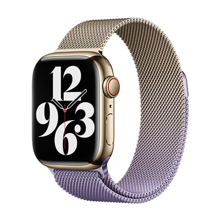 For Apple Watch Series 2 42mm Milan Gradient Loop Magnetic Buckle Watch Band(Gold Lavender) - Watch Bands by PMC TechLife | Online Shopping South Africa | PMC TechLife
