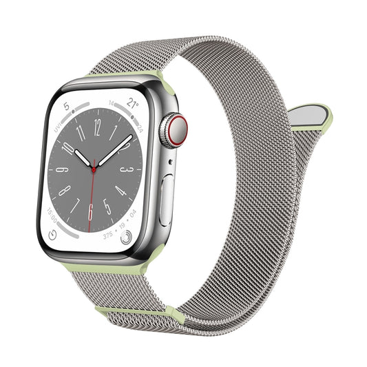 For Apple Watch Series 3 38mm Two Color Milanese Loop Magnetic Watch Band(Starlight Green) - Watch Bands by PMC Jewellery | Online Shopping South Africa | PMC Jewellery